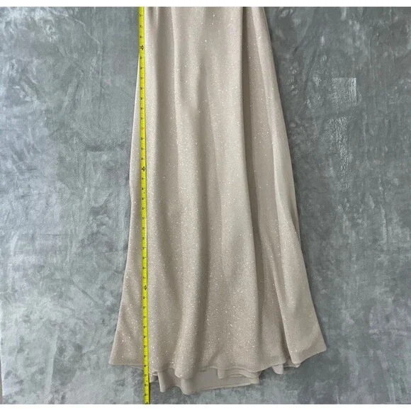 Vintage Betsy & Adam Evening Gown sz. 4 Formal Sheath Cowl Neck Tan Glitter USA - Picture 9 of 14